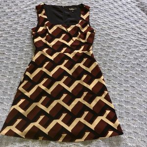 Lulus red, navy, and cream patterned dress